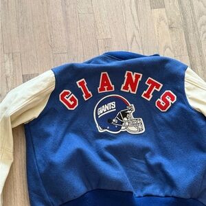 Vintage NY Giants Varsity Jacket Blue and Cream